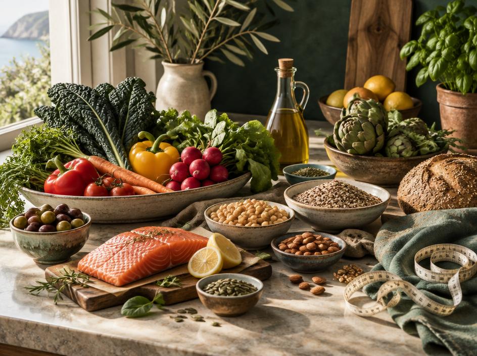 Selección equilibrada de alimentos mediterráneos